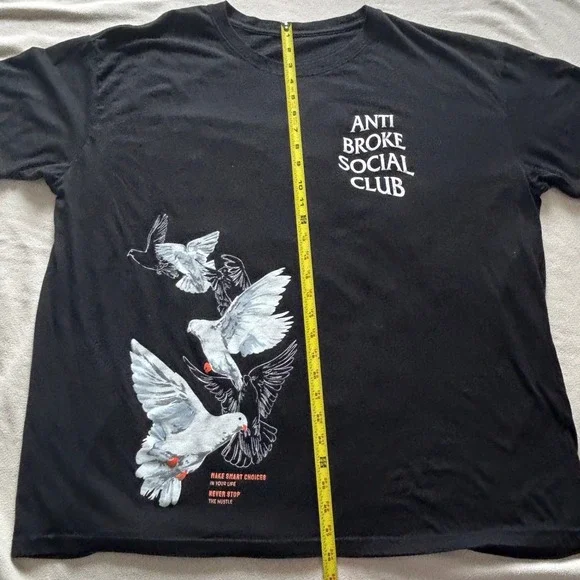 Anti Broke Social Club Graphic Tee 2XL Black Pigeons Streetwear Parody Hustle - Picture 5 of 5